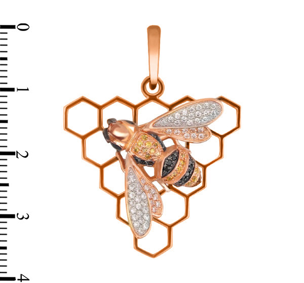Подвеска из золота c эмаль и фианитом