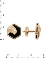 Серьги из золота 585 пробы c бриллиантами и ониксом