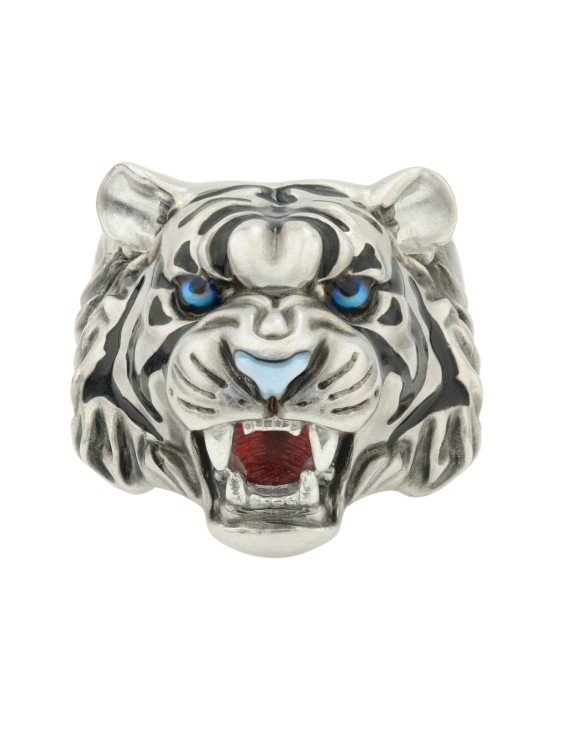 Кольцо из белого золота c эмаль