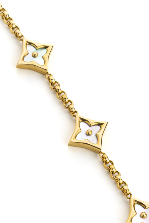 Браслет из лимонного золота c лазуритом и перламутром