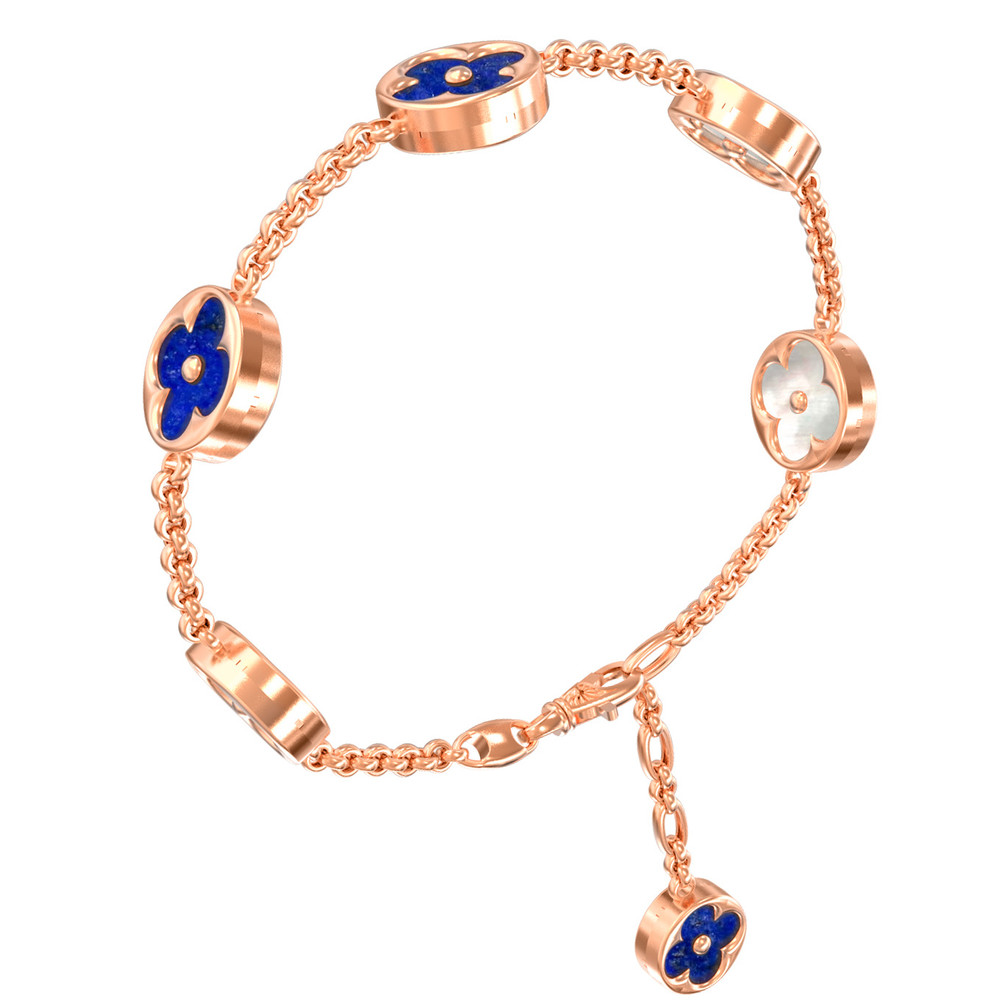 Браслет из золота c лазуритом и перламутром