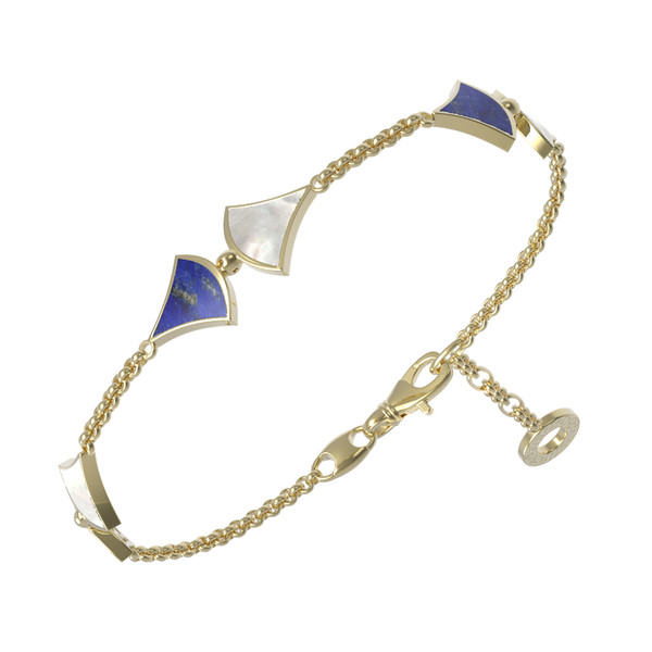 Браслет из лимонного золота c лазуритом и перламутром