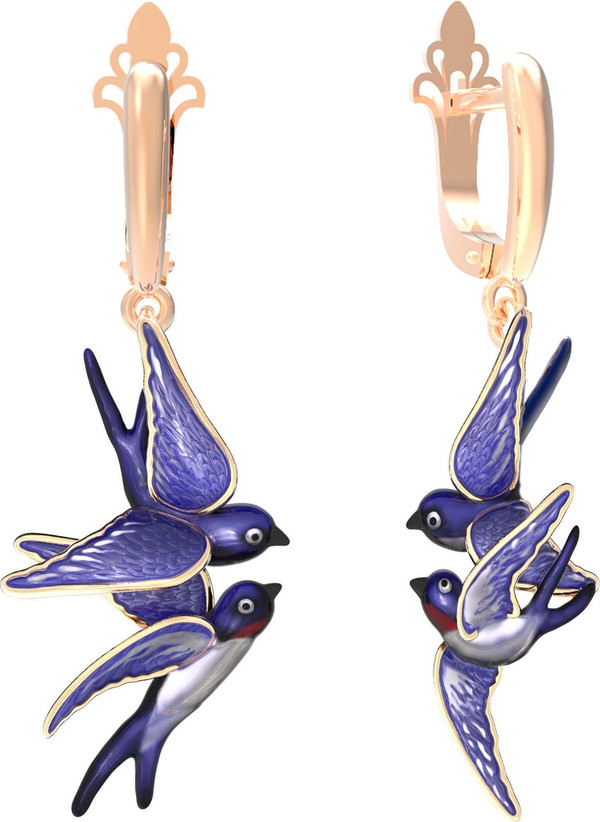 Серьги из золота c эмаль