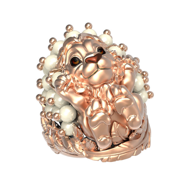 Кольцо из золота c эмаль и жемчугом