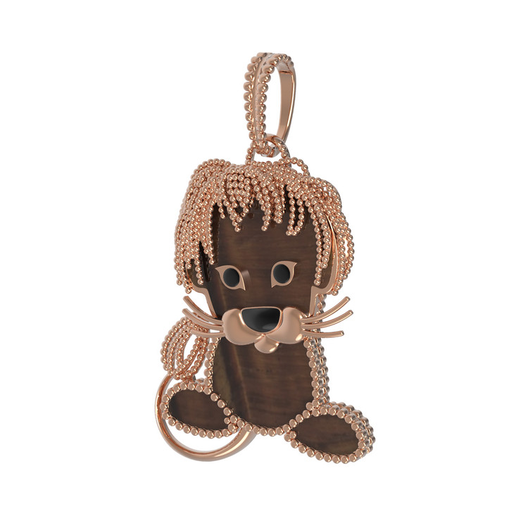 Подвеска из золота c эмаль и тигровым глазом