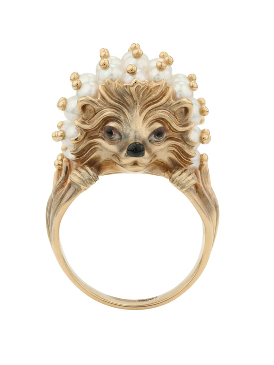 Кольцо из золота c эмаль и жемчугом