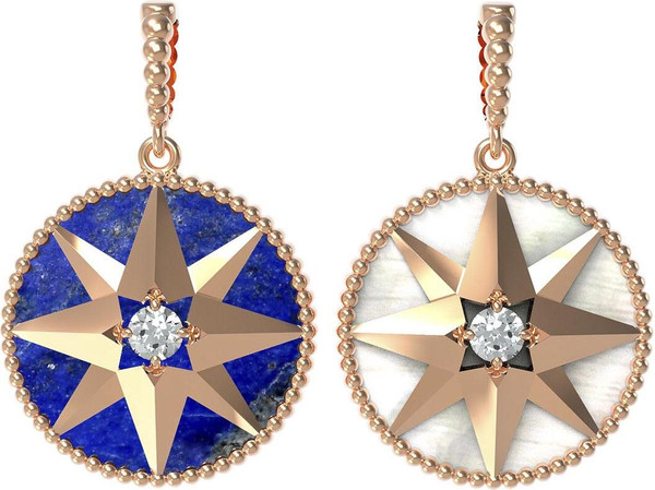 Подвеска из золота c фианитом, лазуритом и перламутром