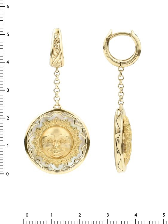 Серьги из лимонного золота c ониксом и перламутром