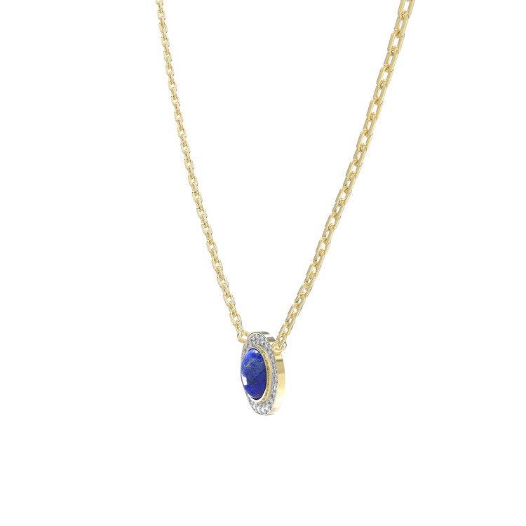 Колье из лимонного золота c бриллиантами и лазуритом