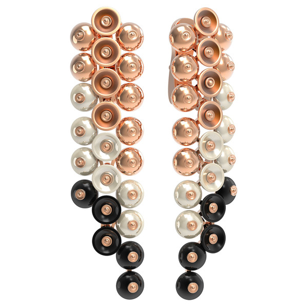 Серьги из золота c ониксом и перламутром