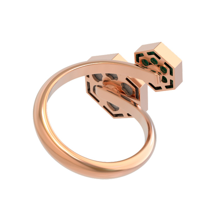 Кольцо из золота c малахитом и перламутром