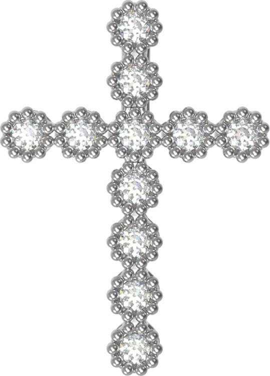 Крест из белого золота c бриллиантами