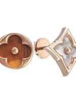 Серьги из золота 585 пробы c тигровым глазом и перламутром