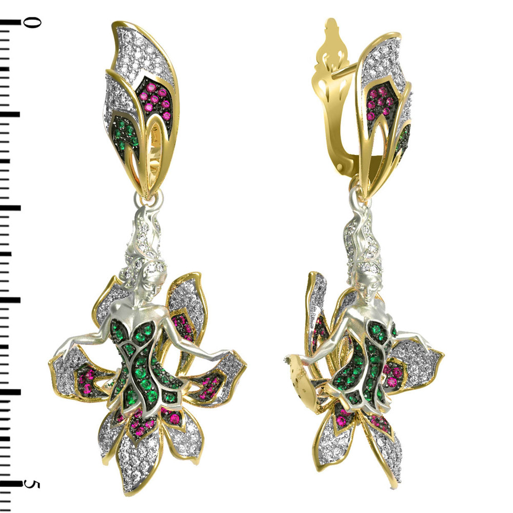 Серьги из лимонного золота c фианитом