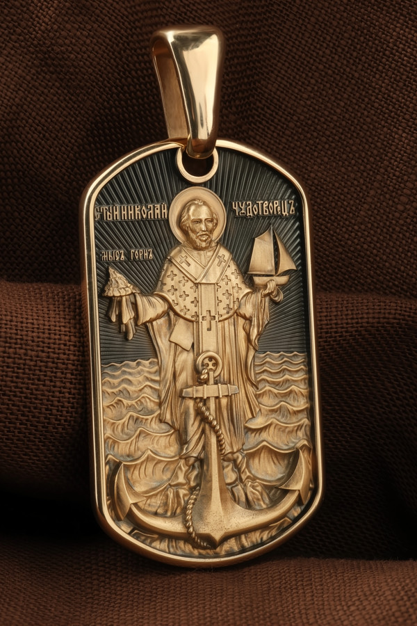 Образок из золота c эмаль