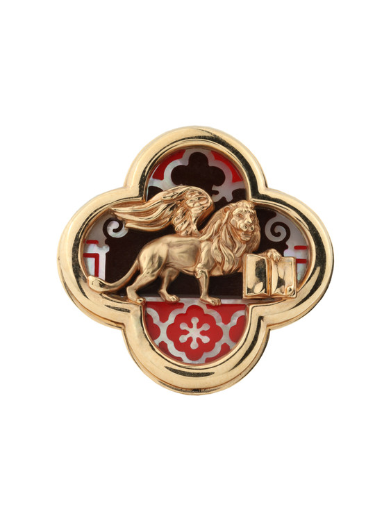 Кольцо из золота c эмаль и перламутром