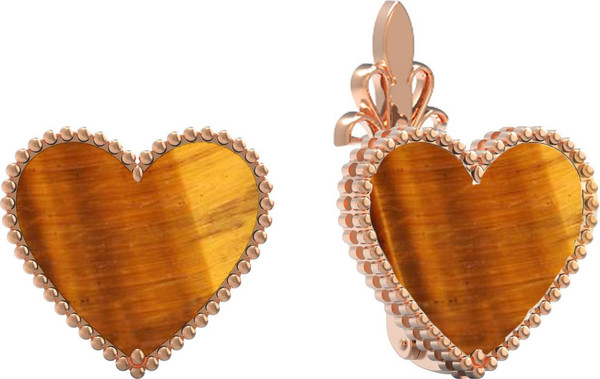 Серьги из золота c тигровым глазом