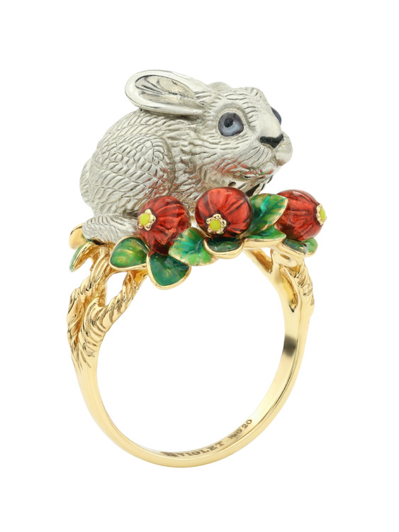 Кольцо из лимонного золота c эмаль