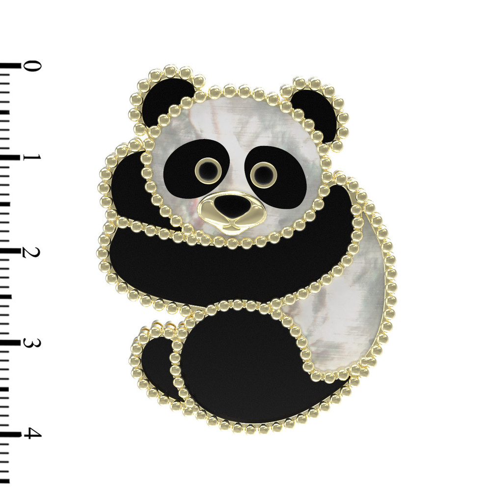 Брошь из лимонного золота c эмаль , ониксом и перламутром