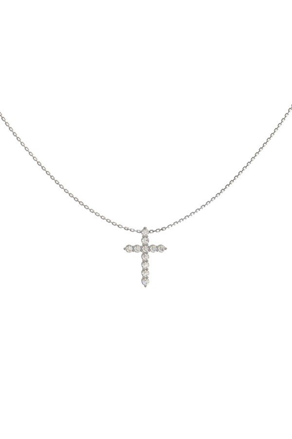 Крест из белого золота c бриллиантами