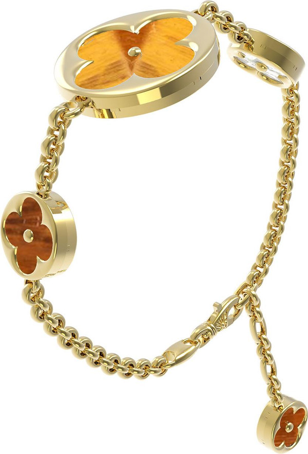 Браслет из лимонного золота c тигровым глазом и перламутром