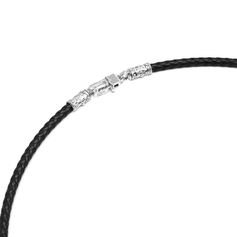 Шнурок кожаный из белого золота c кожаным шнурком