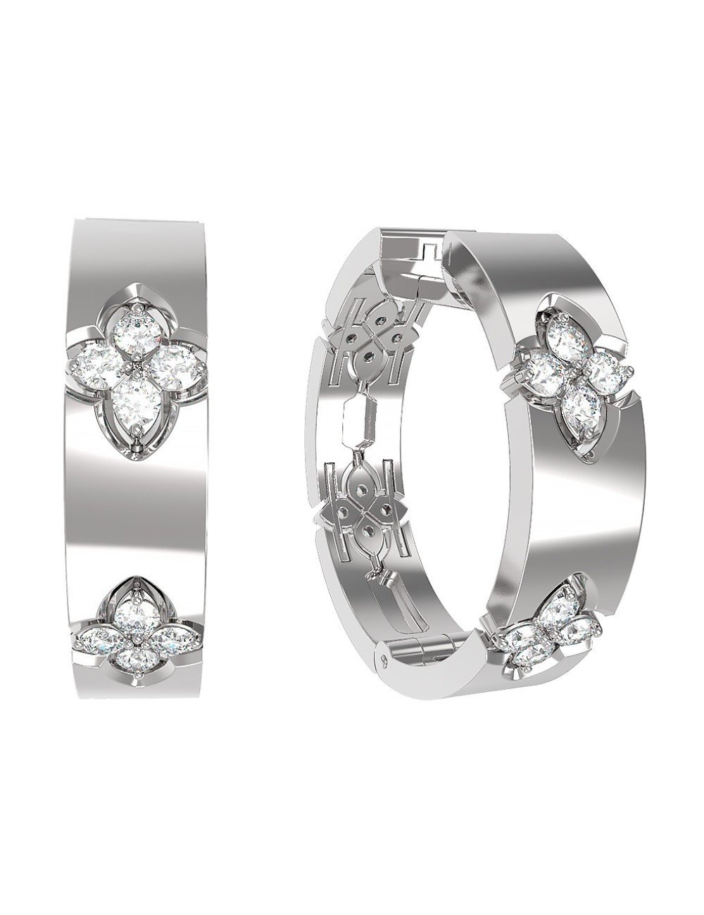 Серьги из белого золота 585 пробы c бриллиантами