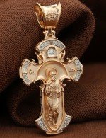 Крест из золота 585 пробы c бриллиантами