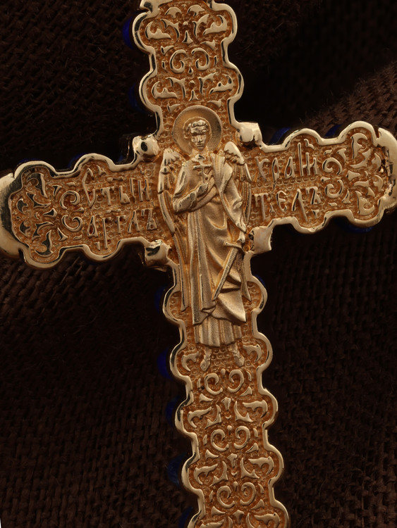 Крест из золота c лазуритом