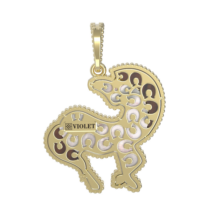 Подвеска из лимонного золота c эмаль , тигровым глазом и перламутром