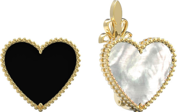 Серьги из лимонного золота c ониксом и перламутром