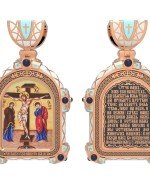 Образок из золота 585 пробы c эмалью и иконописью