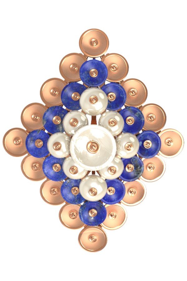 Подвеска из золота 585 пробы c лазуритом и перламутром