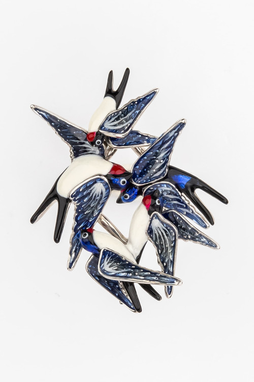 Кольцо из белого золота c эмаль