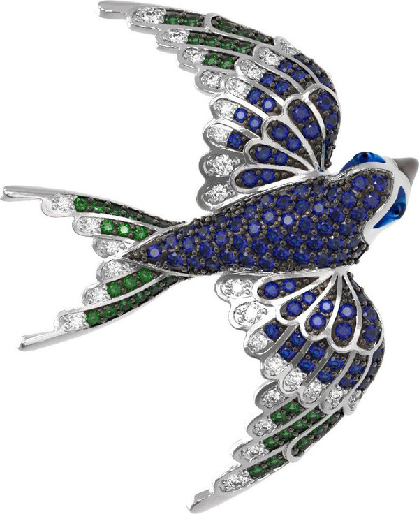 Подвеска из белого золота c эмаль и фианитом