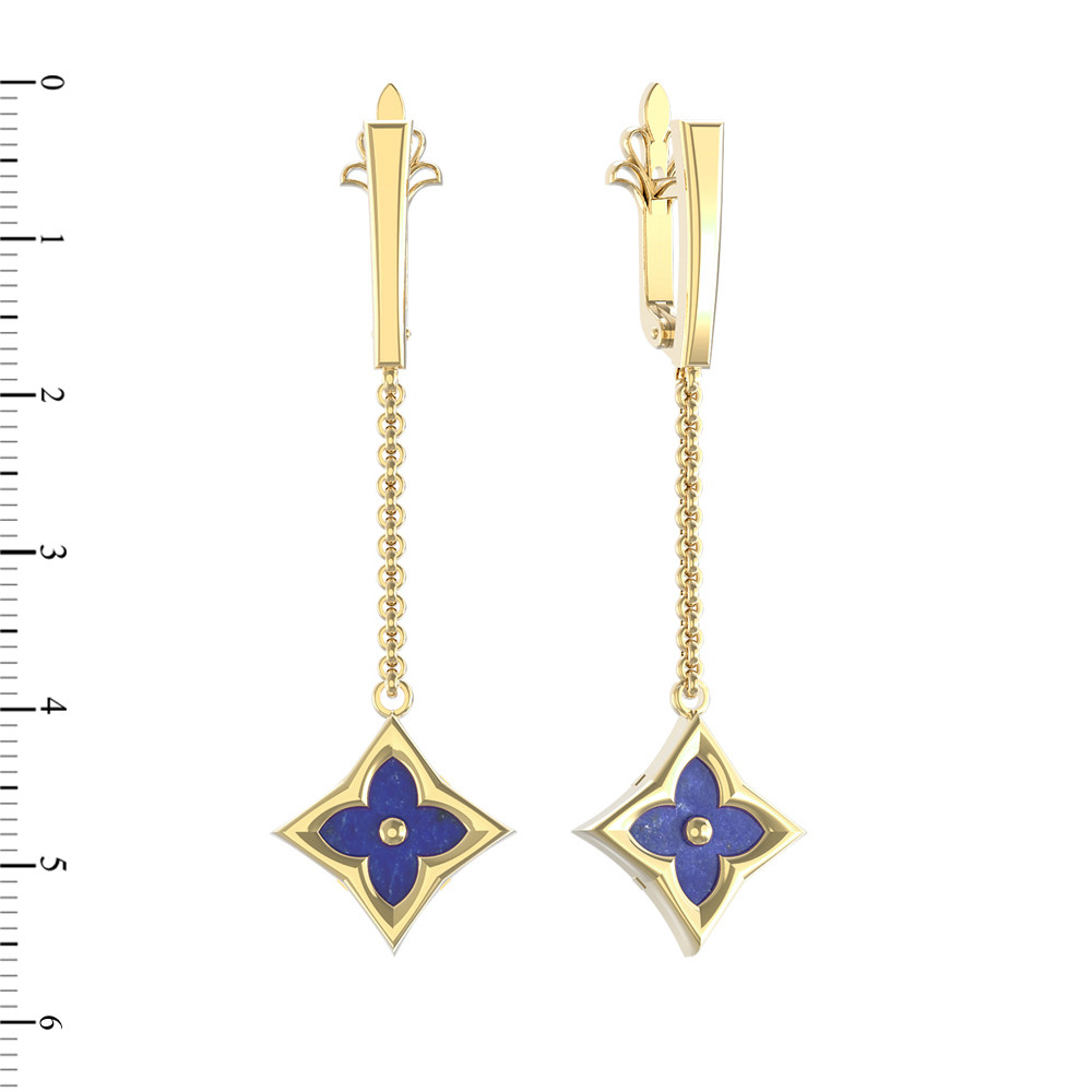 Серьги из лимонного золота c лазуритом