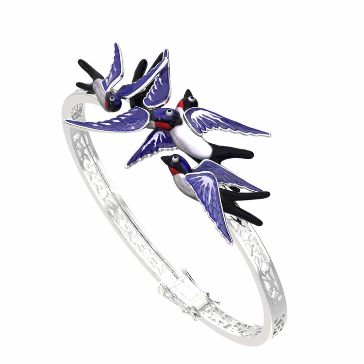 Браслет из белого золота c эмаль