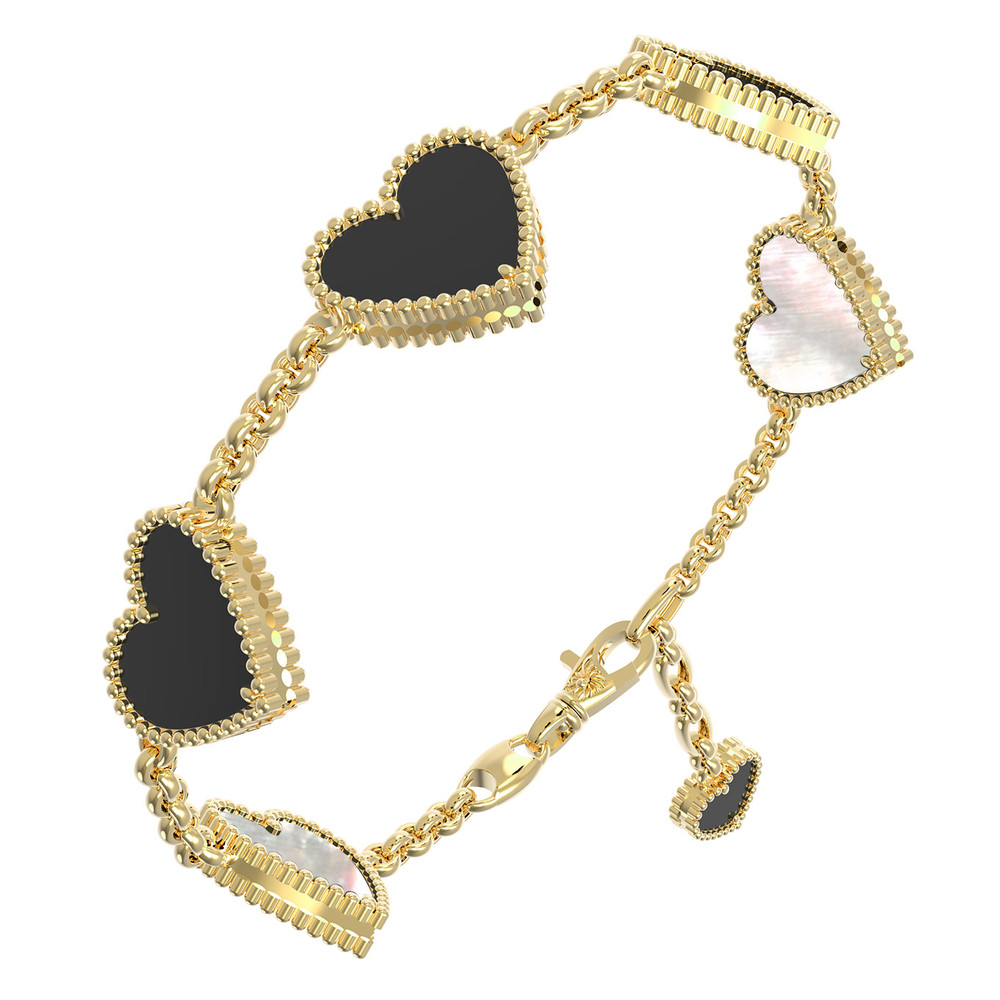 Браслет из лимонного золота c ониксом и перламутром