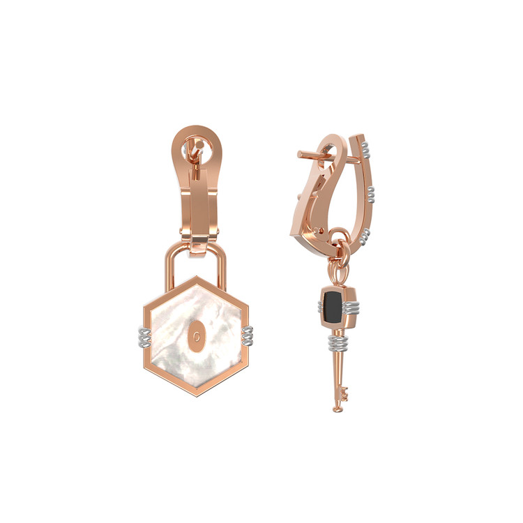 Серьги из золота c ониксом и перламутром