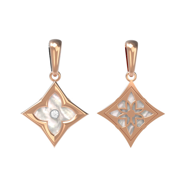 Подвеска из золота c бриллиантами и перламутром