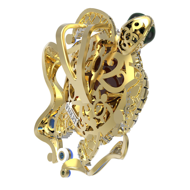 Подвеска из лимонного золота c эмаль , фианитом, гранатом и янтарём