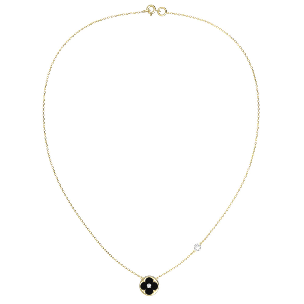 Колье из лимонного золота c бриллиантами и ониксом