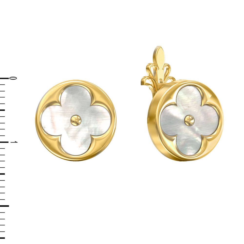 Серьги из лимонного золота c перламутром