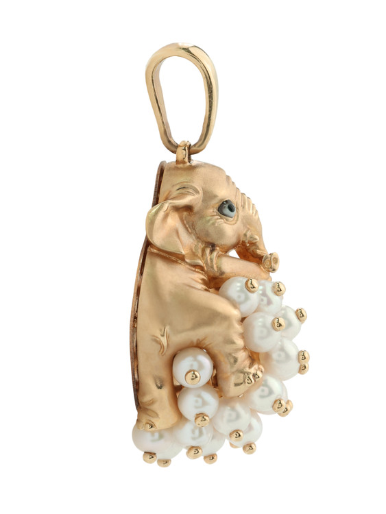 Подвеска из золота c эмаль и жемчугом