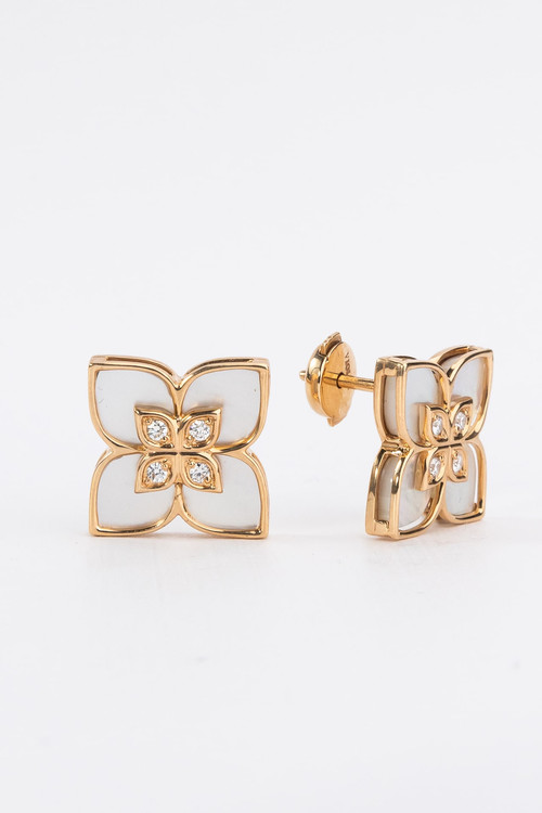 Серьги из золота c бриллиантами и перламутром