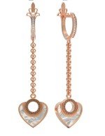 Серьги из золота 585 пробы c фианитом и перламутром