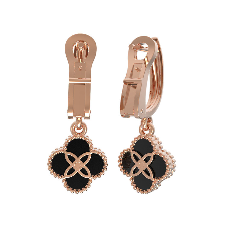 Серьги из золота c бриллиантами и ониксом