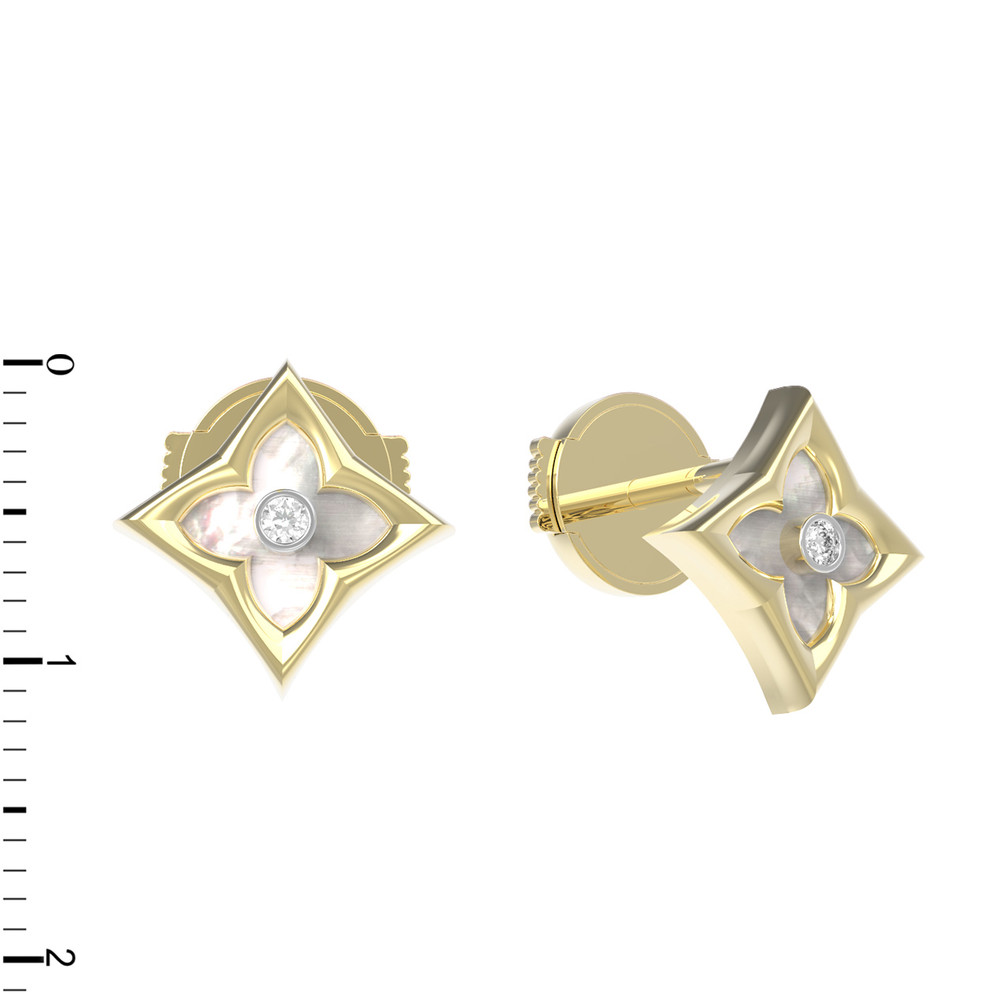 Серьги из лимонного золота c бриллиантами и перламутром