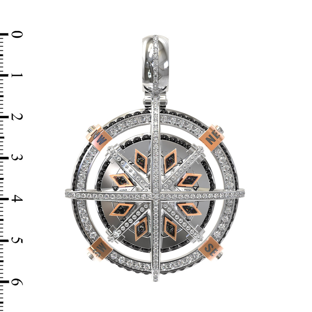 Подвеска из белого золота c эмаль , бриллиантами и ониксом