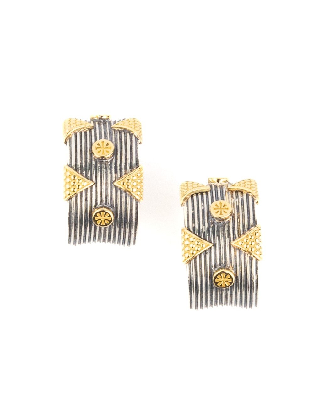 Серьги из серебра 925 пробы и золота 750 пробы c рубином